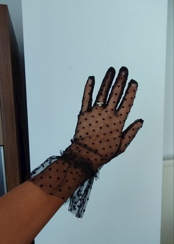 siyah vualet ve puantiyeli tül eldiven sıfır ürünler - Görsel 4