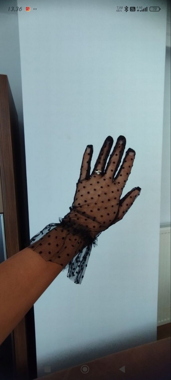 siyah vualet ve puantiyeli tül eldiven sıfır ürünler - Görsel 4