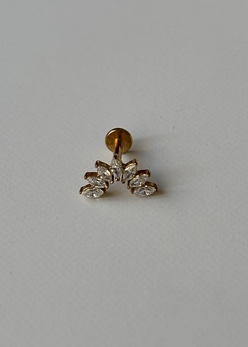 Yarım Ay Şekilli Taşlı Gold Piercing - Görsel 2