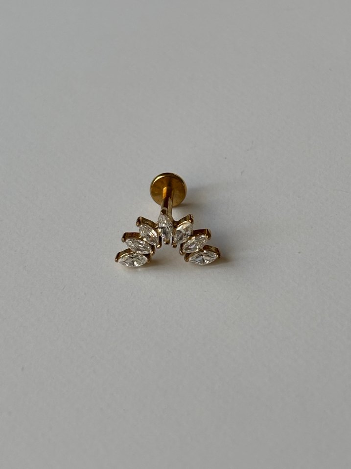 Yarım Ay Şekilli Taşlı Gold Piercing - Görsel 2