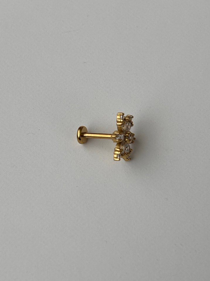 Gold Taşlı Kar Tanesi Piercing - Görsel 2