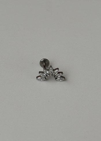 Yarım Ay Şekilli Taşlı Silver Piercing - Görsel 2