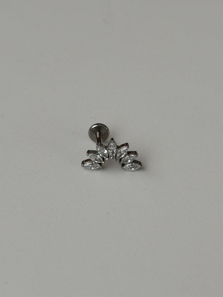 Yarım Ay Şekilli Taşlı Silver Piercing - Görsel 2