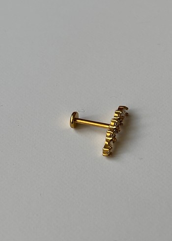 Taşlı Yaprak Detaylı Gold Piercing - Görsel 2