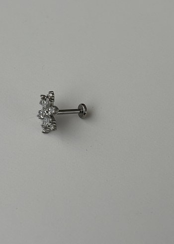 Silver Taşlı Kar Tanesi Piercing - Görsel 2