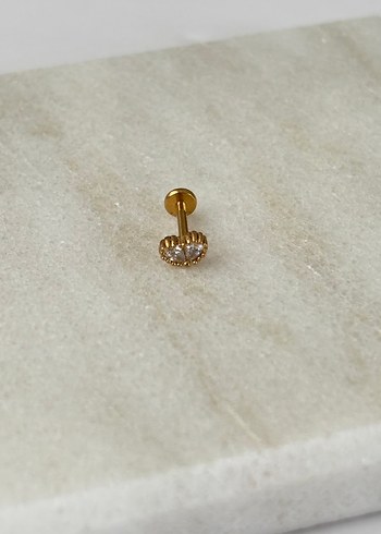 Minimal Çift Taşlı Gold Piercing - Görsel 2