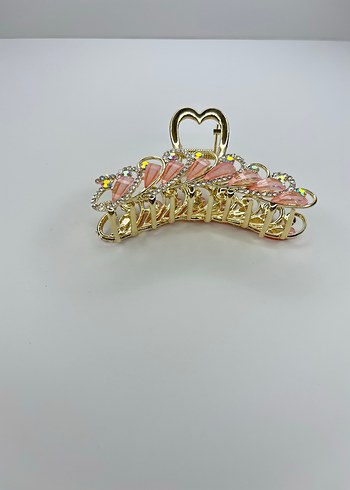 Diğer Koyu Pembe Sedef Yansımalı Parlak Taşlı Gold Renkli Saç Tokası
