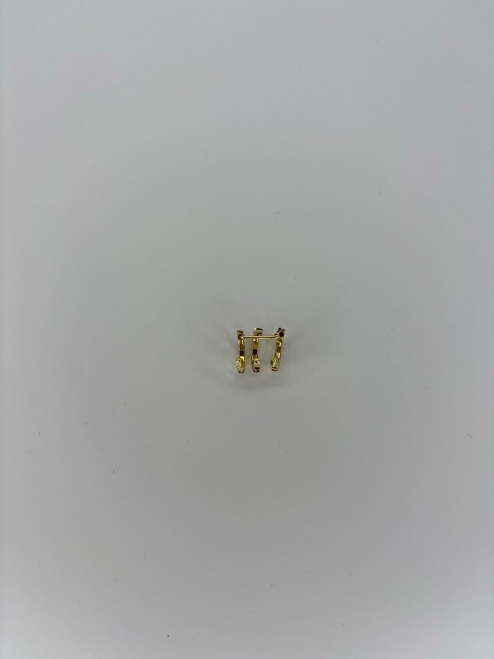 Üç Sıra Dönebilen Dikdörtgen Detaylı Ayarlanabilir Gold Earcuff - Görsel 2