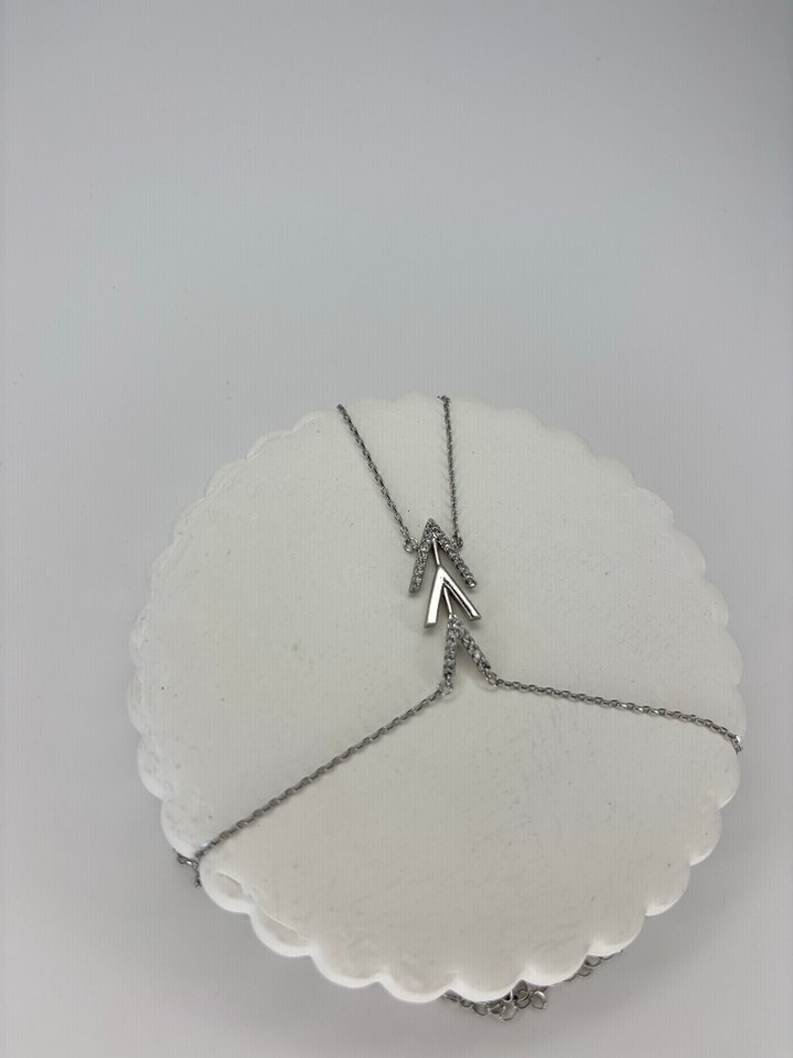 Üçlü Ok Detaylı Taşlı ve Parlak Silver Şahmeran - Görsel 2