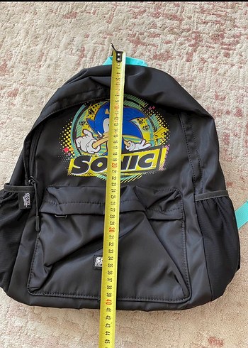 Sonic Figürlü Siyah Çocuk Sırt Çantası