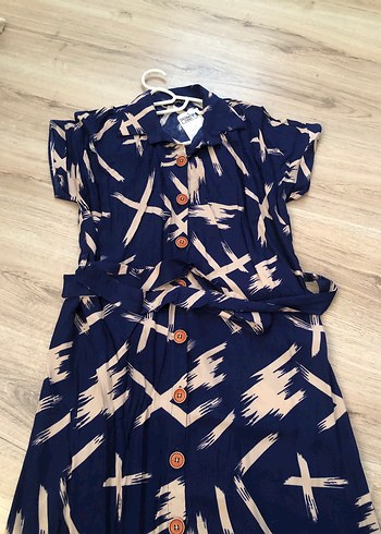 Düğmeli Bağlamalı Uzun Elbisesi - Görsel 2