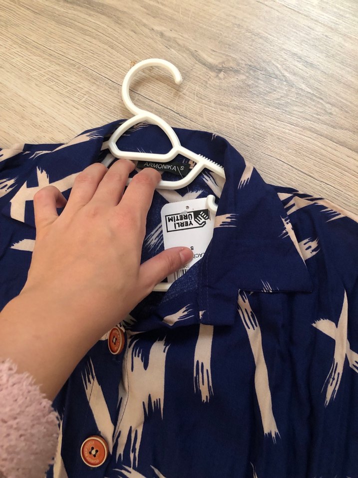 Düğmeli Bağlamalı Uzun Elbisesi - Görsel 3