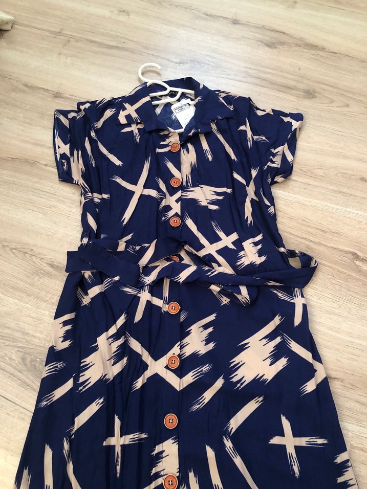 Düğmeli Bağlamalı Uzun Elbisesi - Görsel 2