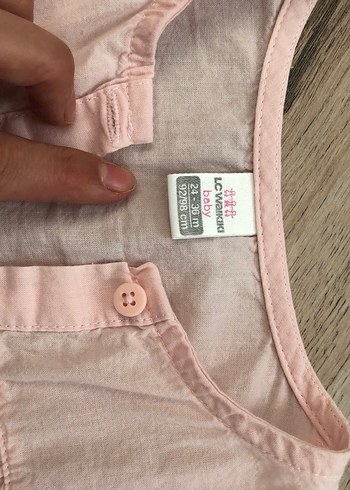 Kız Çocuk Pudra Pembe Uzun Kollu Keten Gömlek - Görsel 3