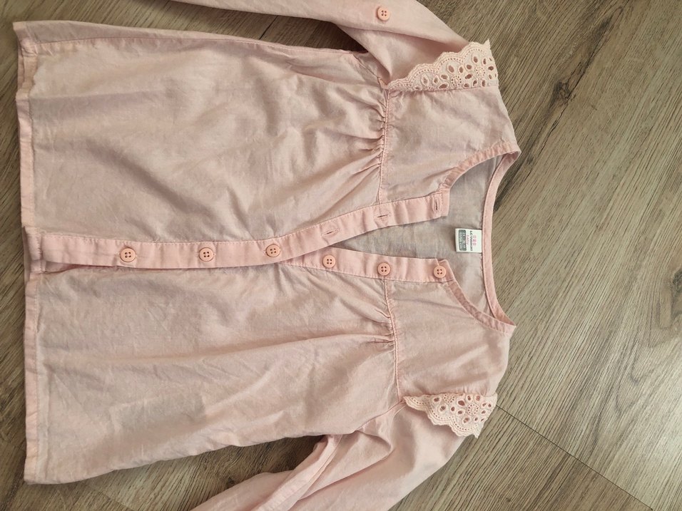 Kız Çocuk Pudra Pembe Uzun Kollu Keten Gömlek - Görsel 2