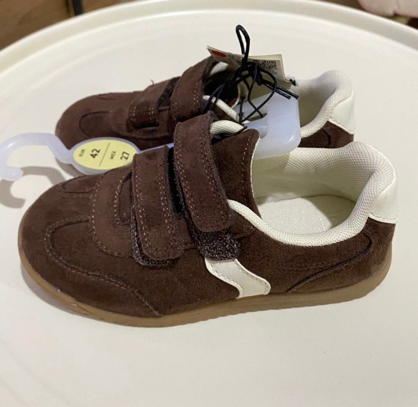 28 numara Çocuk Süet Kahverengi Cırt Cırtlı Spor Ayakkabı - Görsel 3