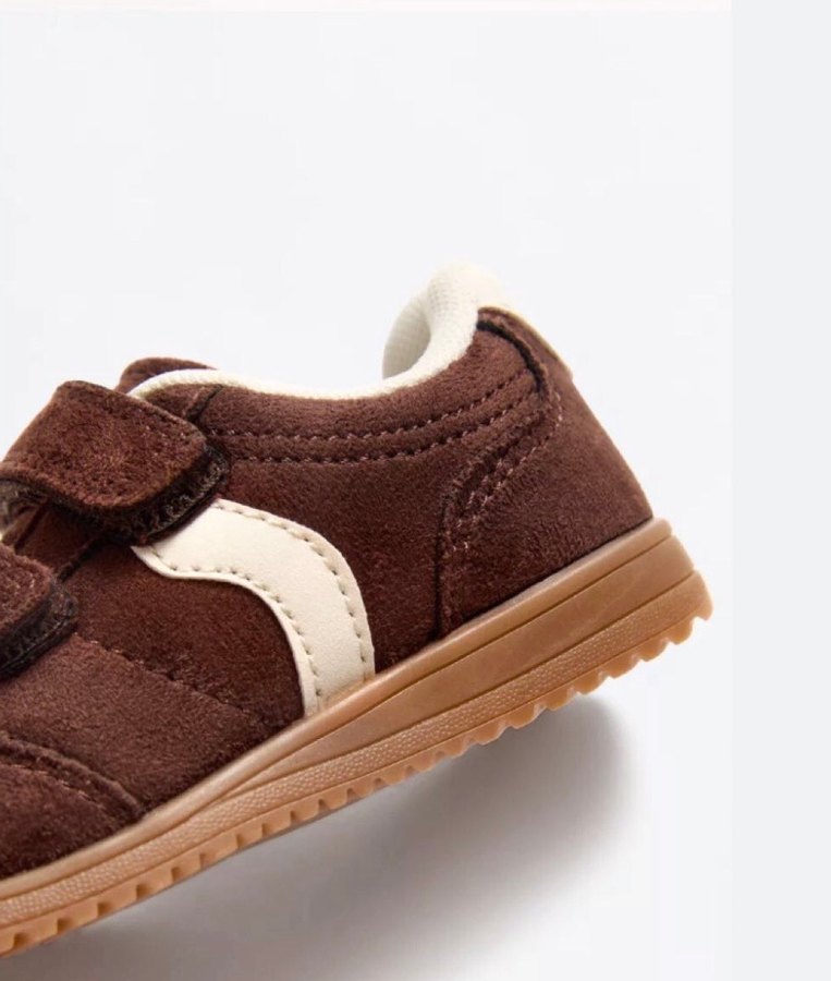 28 numara Çocuk Süet Kahverengi Cırt Cırtlı Spor Ayakkabı - Görsel 2