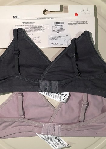 Lefties 2'li Mor ve Gri Baskılı Sütyen - Görsel 3