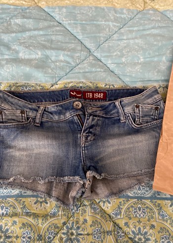 Kadın Gri Mavi Bağcıklı Mini Denim Şort