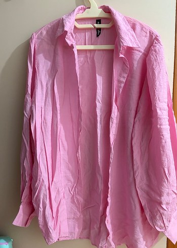 Pembe Keten Kadın Gömlek