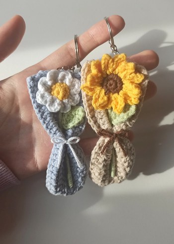 Minik örgü buket anahtarlık - Görsel 5
