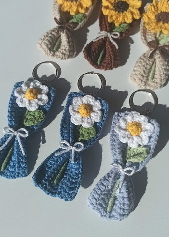 Minik örgü buket anahtarlık - Görsel 3