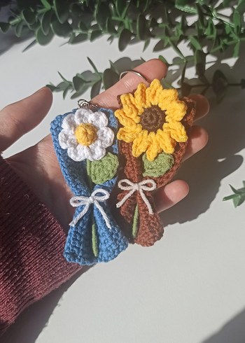 Minik örgü buket anahtarlık - Görsel 4