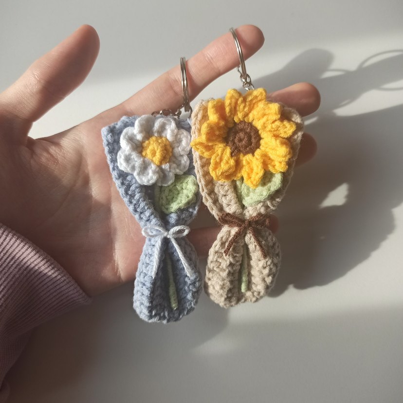 Minik örgü buket anahtarlık - Görsel 5