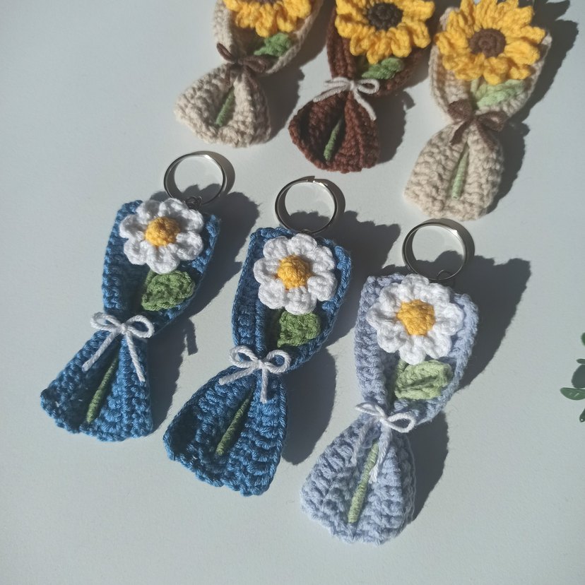 Minik örgü buket anahtarlık - Görsel 3