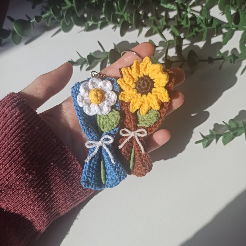 Minik örgü buket anahtarlık - Görsel 4