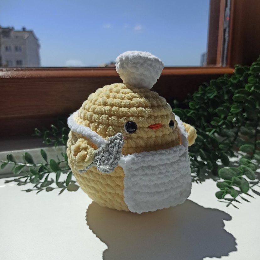 Aşçı civciv peluş amigurumi - Görsel 5
