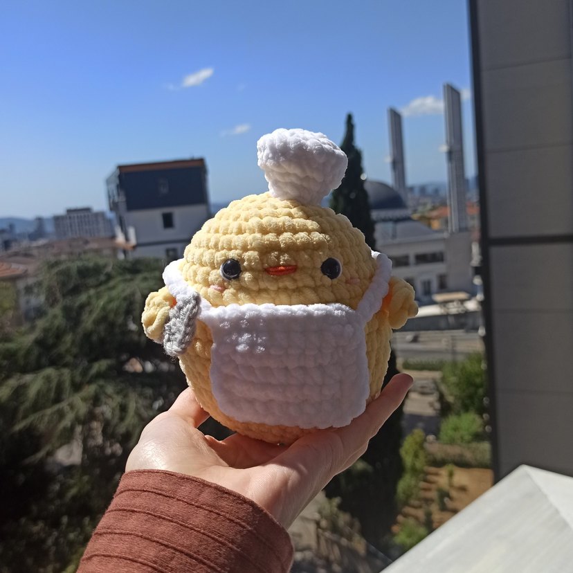 Aşçı civciv peluş amigurumi - Görsel 2