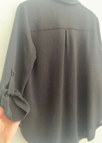 Batik Fermuarlı Siyah Midi Kadın gömlek