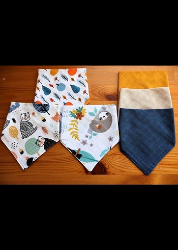 Çok Renkli Desenli Bebek Önlüğü 6'lı set - Görsel 3