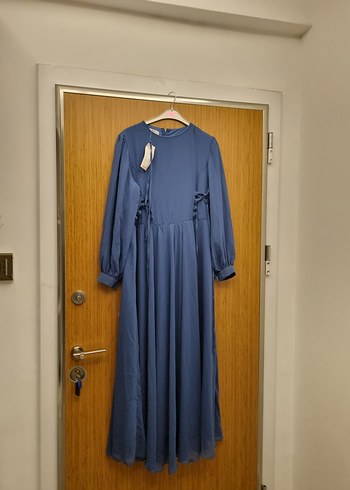 Uzun Kollu Mavi  Salaş Elbise - Görsel 2