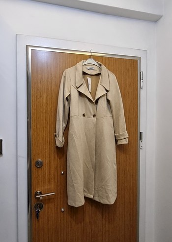 Bej Uzun Süet Kadın Trençkot - Görsel 4