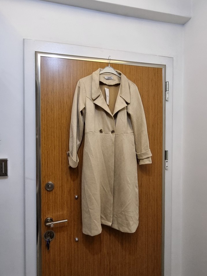 Bej Uzun Süet Kadın Trençkot - Görsel 4