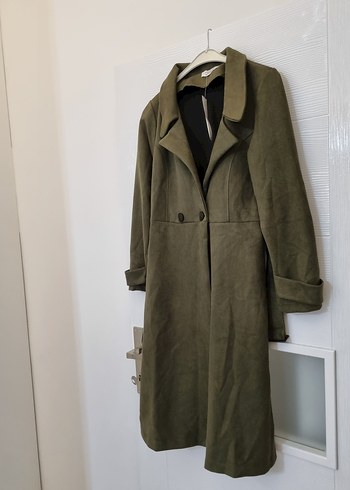 Kadın Haki Süet Uzun Trençkot - Görsel 2