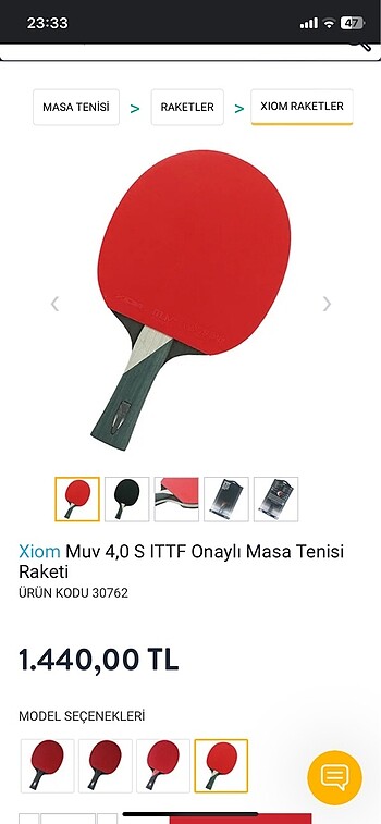Xiom muv 4.0s masa tenisi raketi