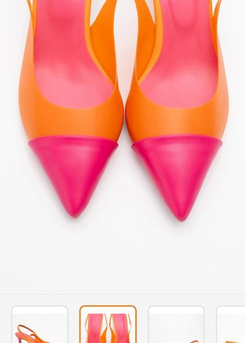 Diğer Pembe Turuncu Bağcıklı Stiletto Kadın Ayakkabı