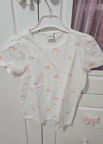 Kız Çocuk Beyaz Baskılı Kısa Kollu Tişört - Görsel 4