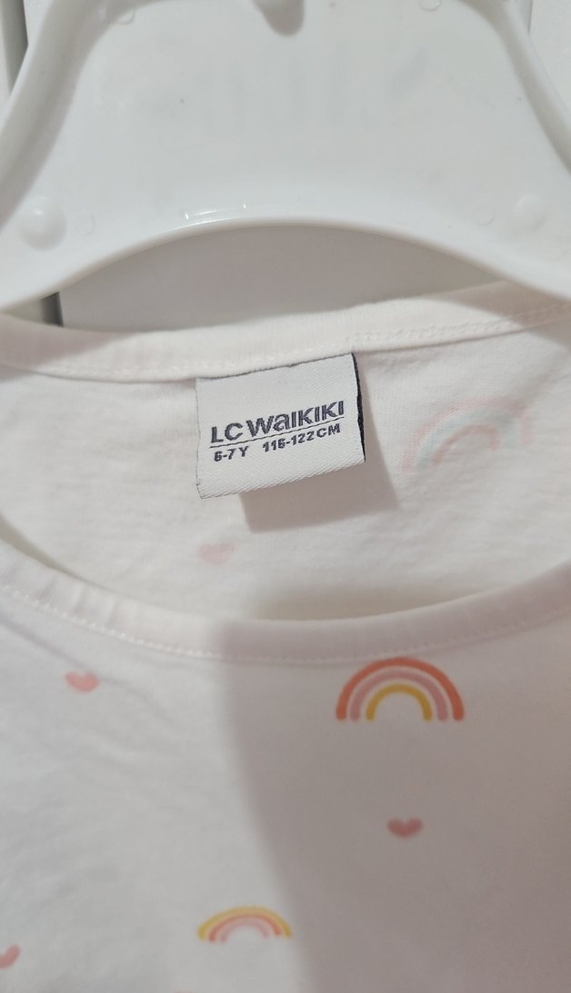 Kız Çocuk Beyaz Baskılı Kısa Kollu Tişört - Görsel 2