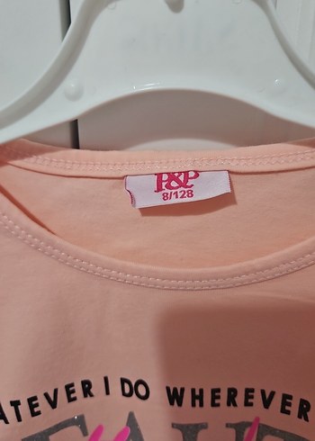 Kız Çocuk Pembe Kelebek Baskılı Kemerli Tişört - Görsel 2