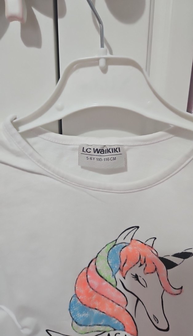 Kız Çocuk Baskılı Unicorn Tişört - Görsel 2