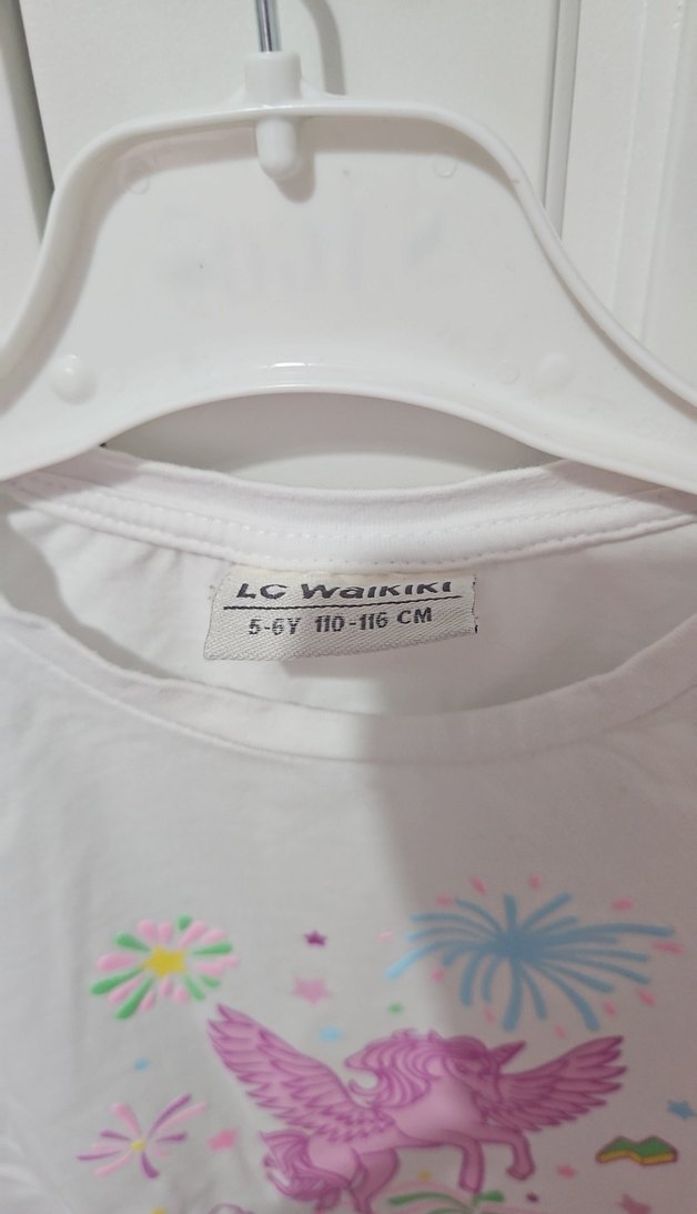 Beyaz Kız Çocuk Baskılı Kısa Kollu Tişört - Görsel 2