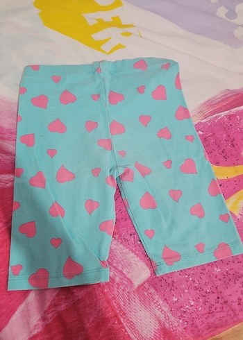 Kız Çocuk Turkuaz Kalp Desenli Tayt - Görsel 3