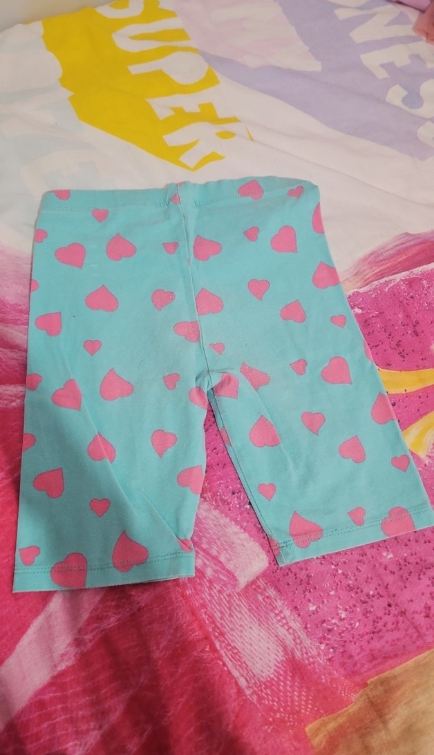 Kız Çocuk Turkuaz Kalp Desenli Tayt - Görsel 3