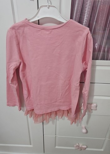 Kız Çocuk Pembe Uzun Kollu Fırfırlı Sweatshirt - Görsel 2
