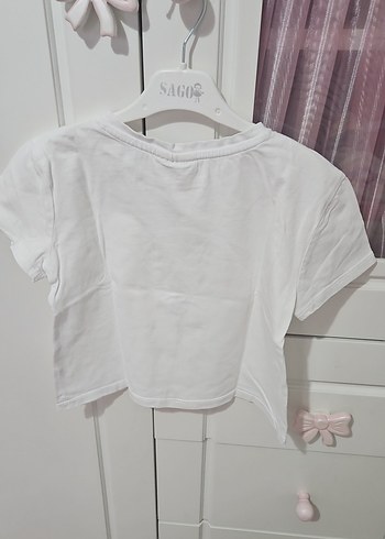 Kız Çocuk Baskılı Beyaz Tişört - Görsel 3