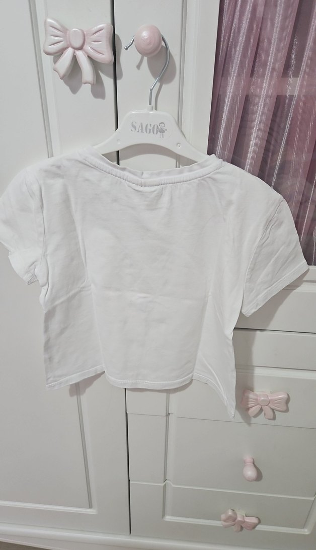 Kız Çocuk Baskılı Beyaz Tişört - Görsel 3